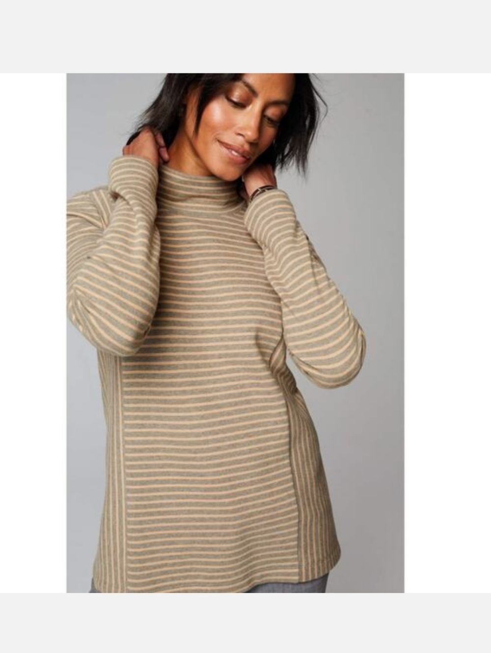 J.jill Cotton Striped Mock Neck Long-Sleeve Sweater Size X-Large